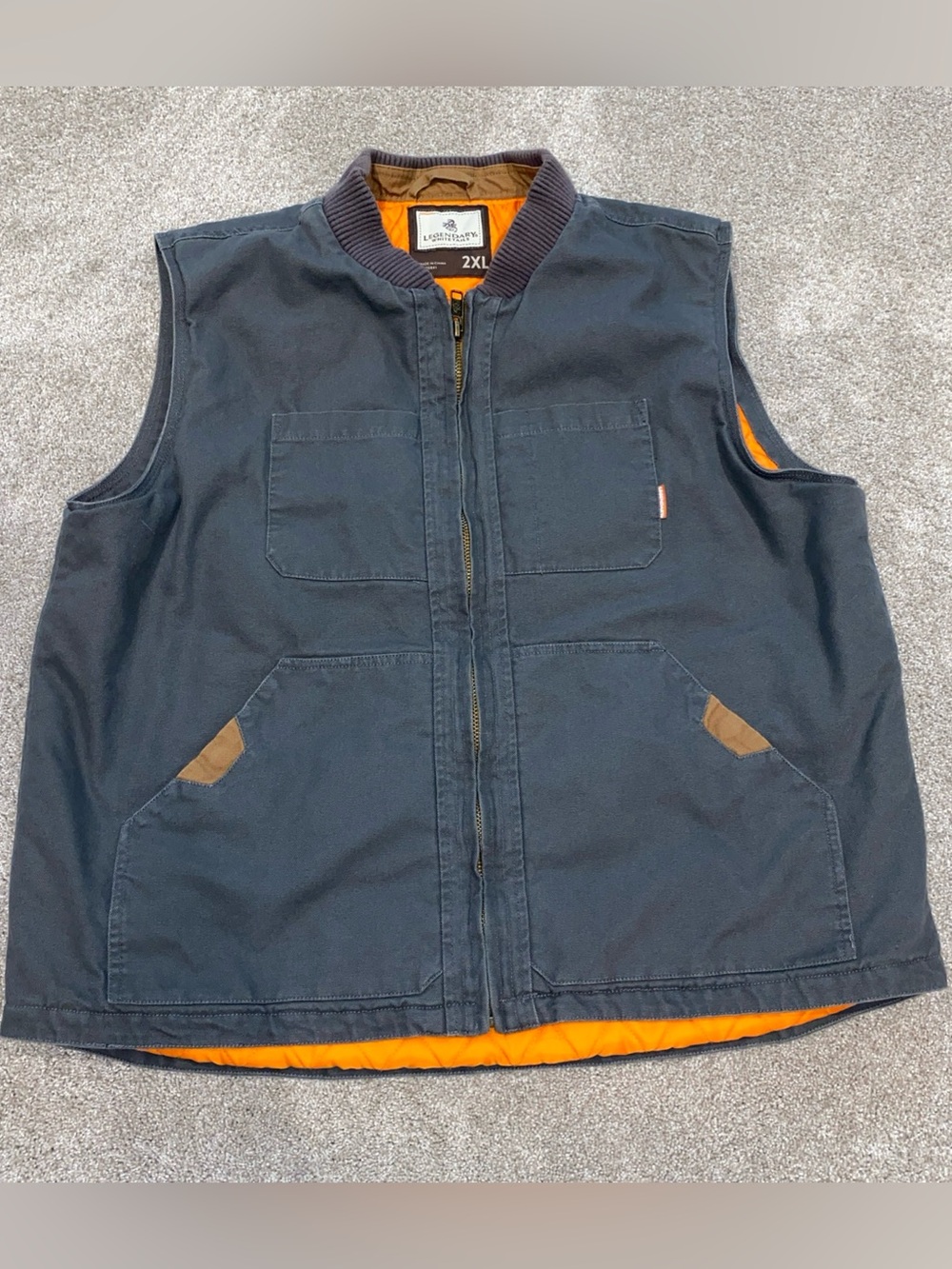 Legendary Whitetails Grey Canvas Vest Men’s 2XL Quilted Insulation Hunting